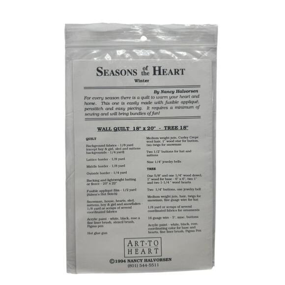 Vintage Seasons of the Heart Winter Wall Quilt Pattern Art To Heart 1994 - Picture 2 of 2